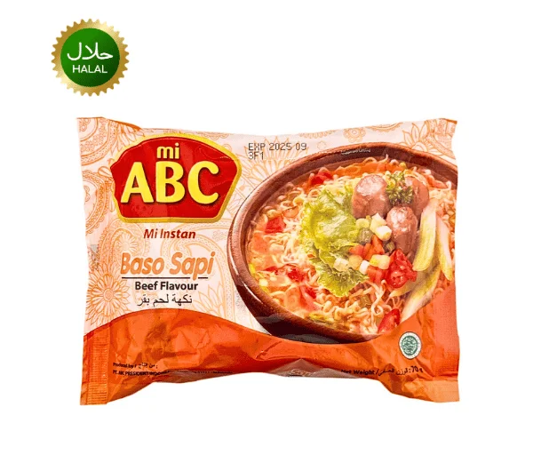 ABC Beef Noodles 70g instant noodles with rich beef flavor