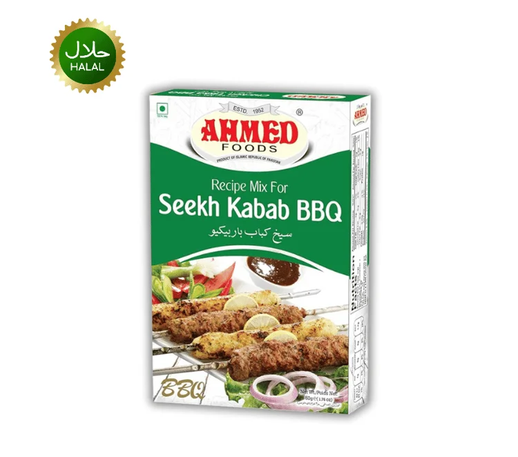 Seekh Kabab BBQ 50g Ahmed premium spice mix for BBQ seekh kabab smoky aroma rich flavor hygienically packed seasoning for grilling cooking