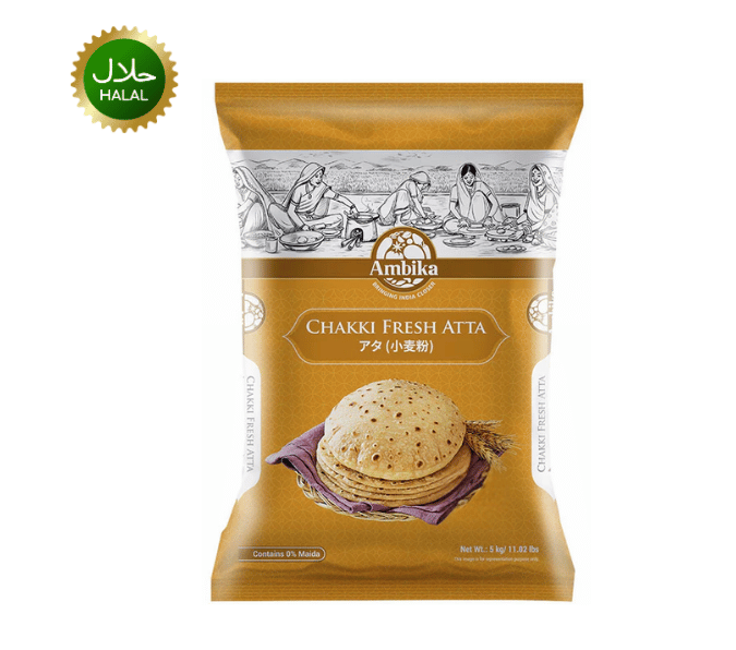 Chakki Fresh Atta 5kg (Ambika) – Premium Whole Wheat Flour