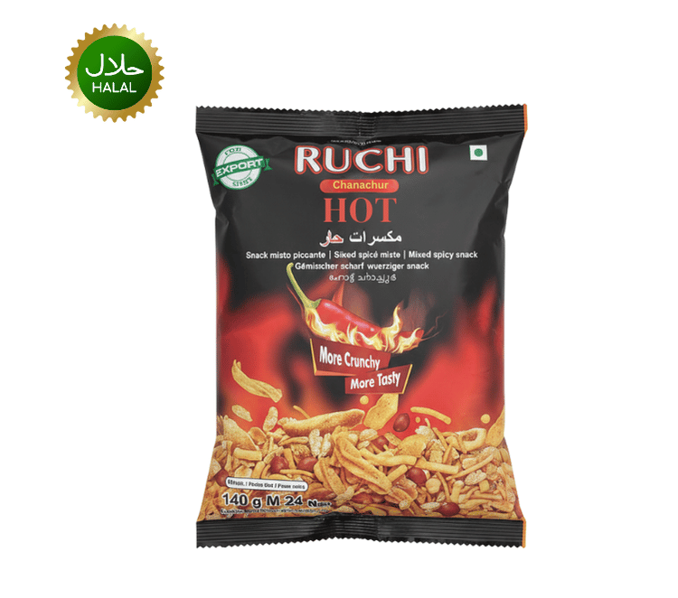 Ruchi Hot Chanachur 140g spicy crunchy snack pack