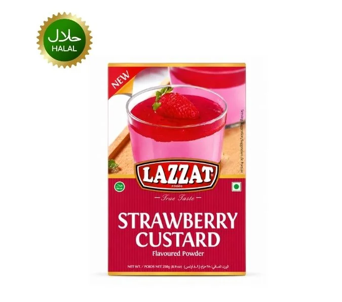 Strawberry Custard Powder 250g Lazzat dessert mix pack